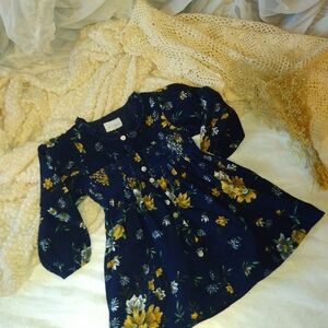 Elegant Navy Floral Kids Dress